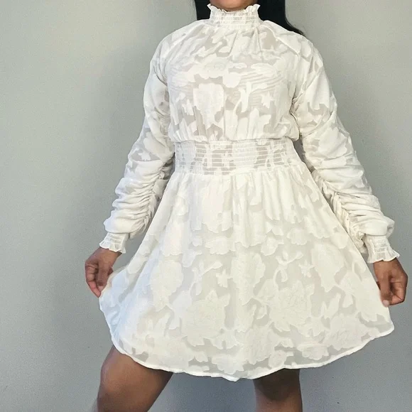 Forever 21 Dresses Forever Cream Floral Long Sleeves Dress